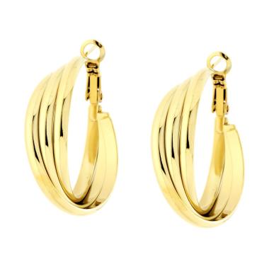 Orecchini Cerchio Multicanna Torchon in ACCIAIO colore Oro