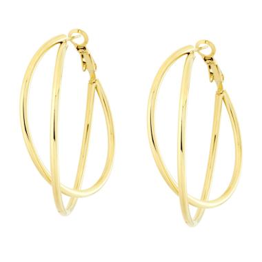 Orecchini Cerchio doppia Canna Torchon in ACCIAIO colore Oro