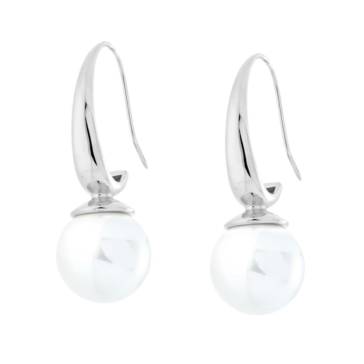 Orecchini ad Amo con Perla Bianca in ACCIAIO