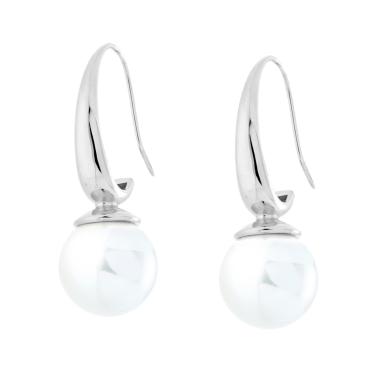 Orecchini ad Amo con Perla Bianca in ACCIAIO