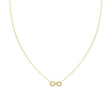 Collana Catena Forzatina Diamantata con Infinito e Crystal Bianchi in ACCIAIO colore Oro