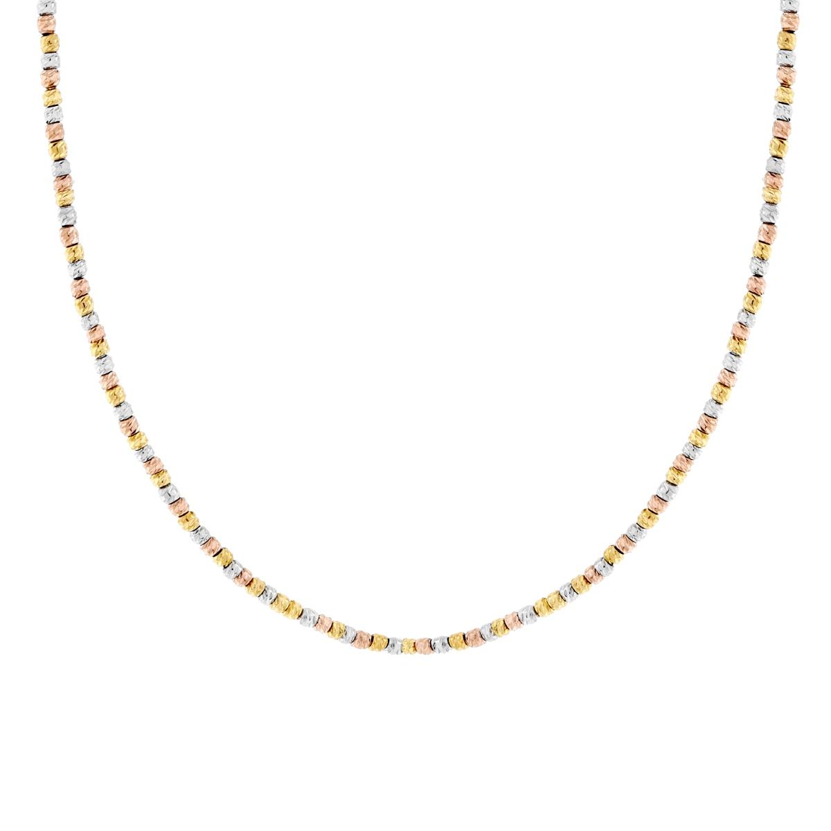 Collana Catena Palline Diamantate Tre colori mm 2,6 in ACCIAIO colore Oro e Rosa