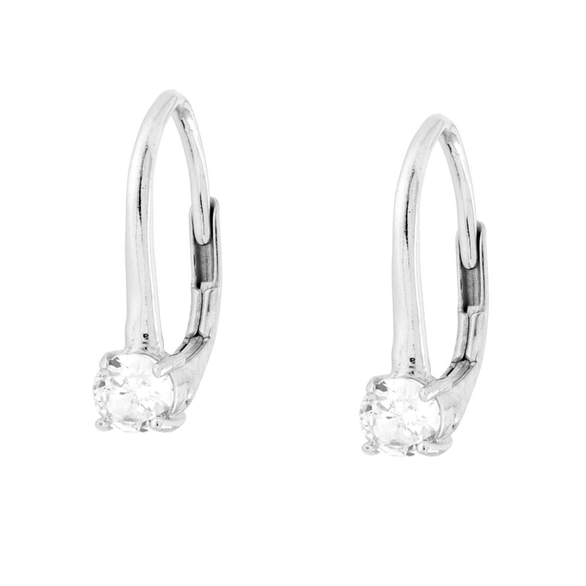 Orecchini Monachella Punto Luce Cubic Zirconia Bianco mm 4 in ARGENTO 925 Galvanica Rodio