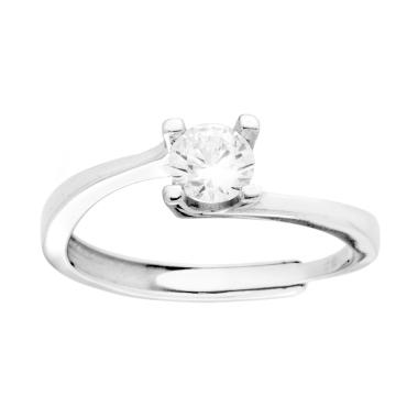 Anello Solitario con Cubic Zirconia Bianco mm 5 in ARGENTO 925 Galvanica Rodio