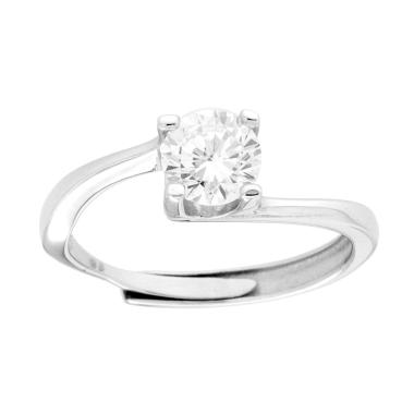 Anello Solitario con Cubic Zirconia Bianco mm 6 in ARGENTO 925 Galvanica Rodio