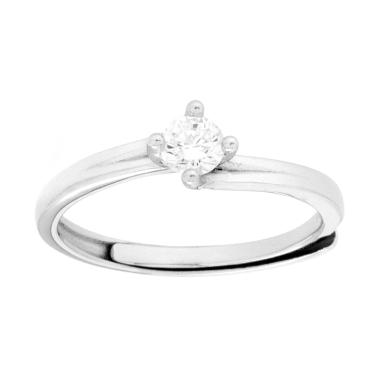 Anello Solitario con Cubic Zirconia Bianco mm 4 in ARGENTO 925 Galvanica Rodio