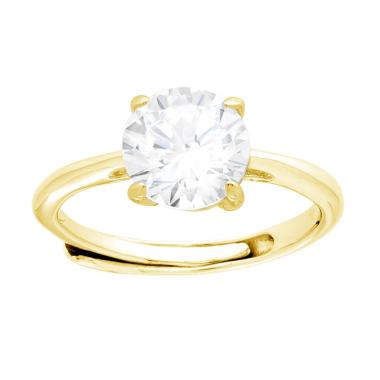 Anello Solitario con Cubic Zirconia Bianco mm 8 in ARGENTO 925 Galvanica Oro