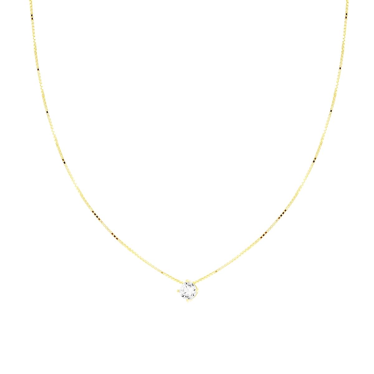 Collana Catena Veneziana Diamantata con Punto Luce Cubic Zirconia Bianco mm 4 in ARGENTO 925 Galvanica Oro