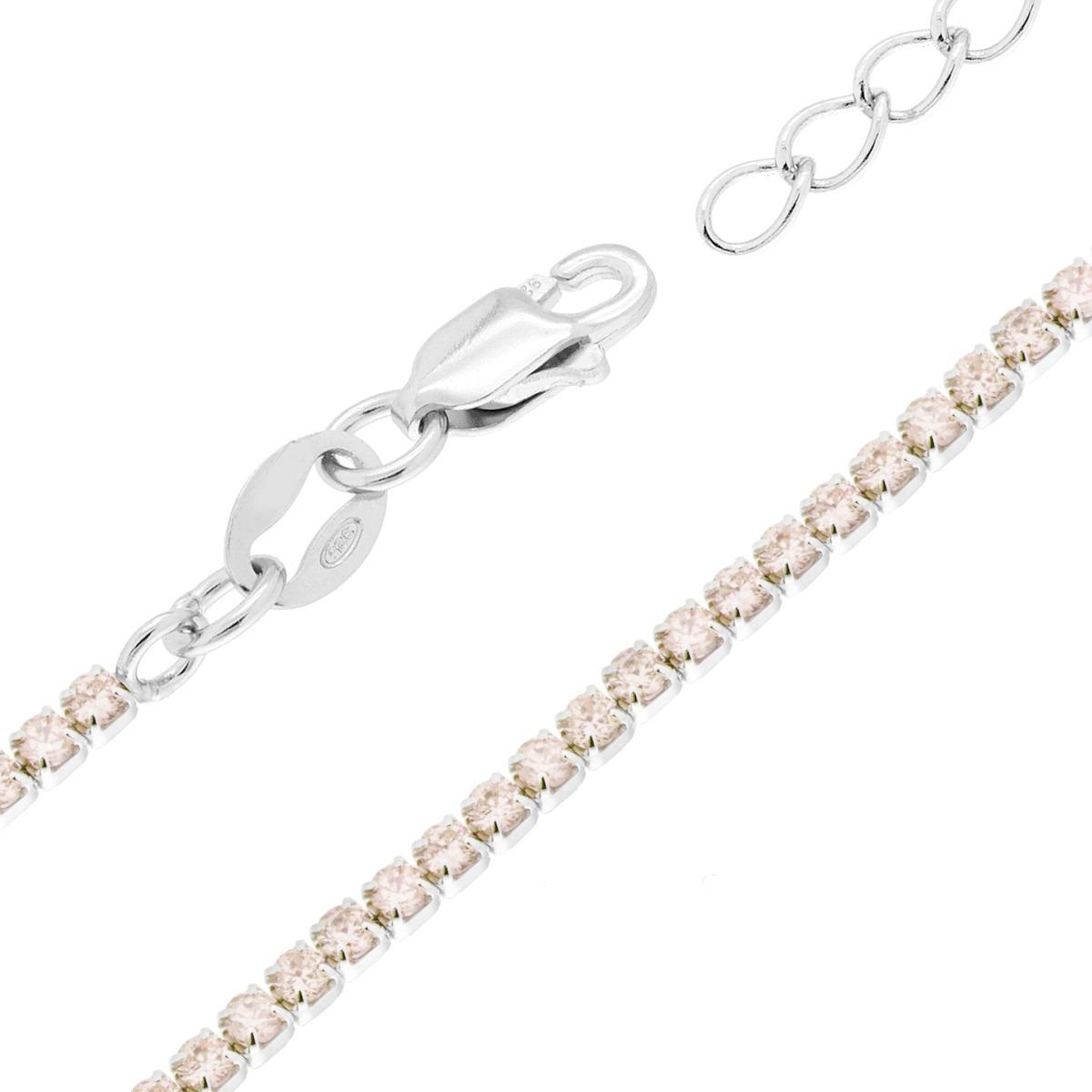 Bracciale Tennis Griffe cm 16+3 con Cubic Zirconia Champagne mm 1.7 in ARGENTO 925 Galvanica Rodio
