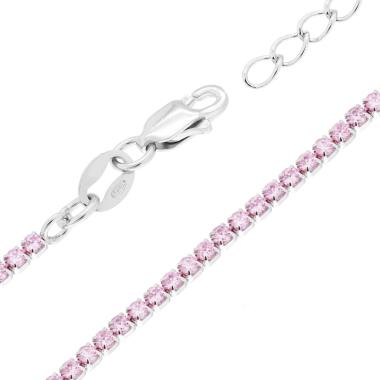 Bracciale Tennis Griffe cm 16+3 con Cubic Zirconia Rosa mm 1.7 in ARGENTO 925 Galvanica Rodio