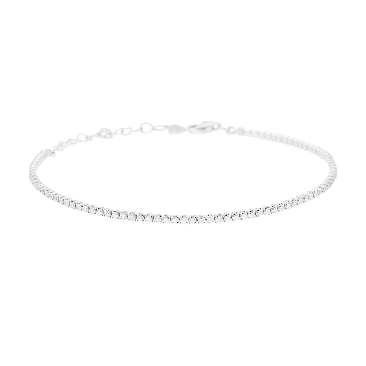 Bracciale Tennis Griffe cm 16+3 con Cubic Zirconia Bianchi mm 1.7 in ARGENTO 925 Galvanica Rodio