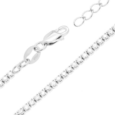 Bracciale Tennis Griffe cm 16+3 con Cubic Zirconia Bianchi mm 1.7 in ARGENTO 925 Galvanica Rodio