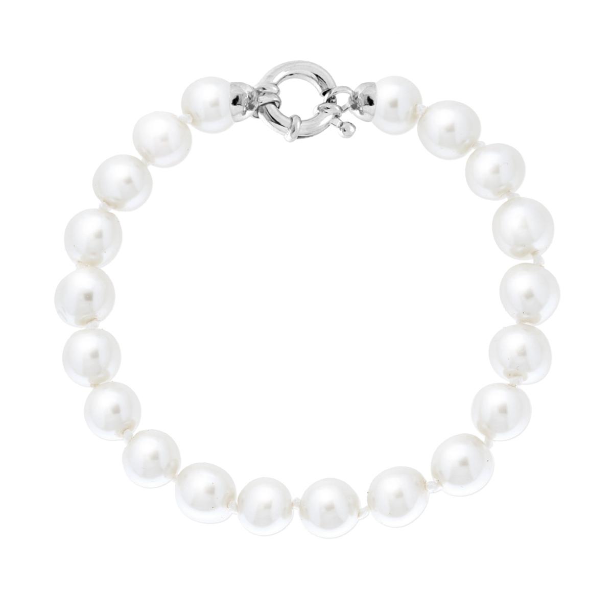 Bracciale Perla mm 8 in ARGENTO 925 Galvanica Rodio