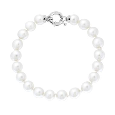 Bracciale Perla mm 8 in ARGENTO 925 Galvanica Rodio