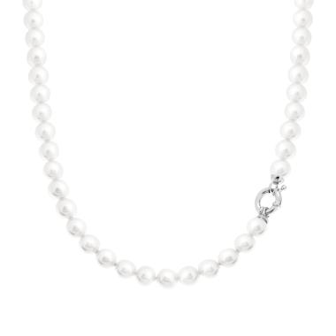 Collana Perla mm 8 in ARGENTO 925 Galvanica Rodio