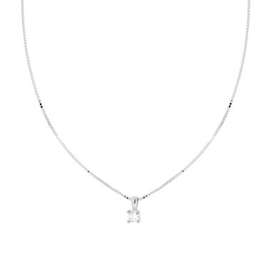 Collana Catena Veneziana Diamantata con Punto Luce Cubic Zirconia Bianco mm 4 in ARGENTO 925 Galvanica Rodio