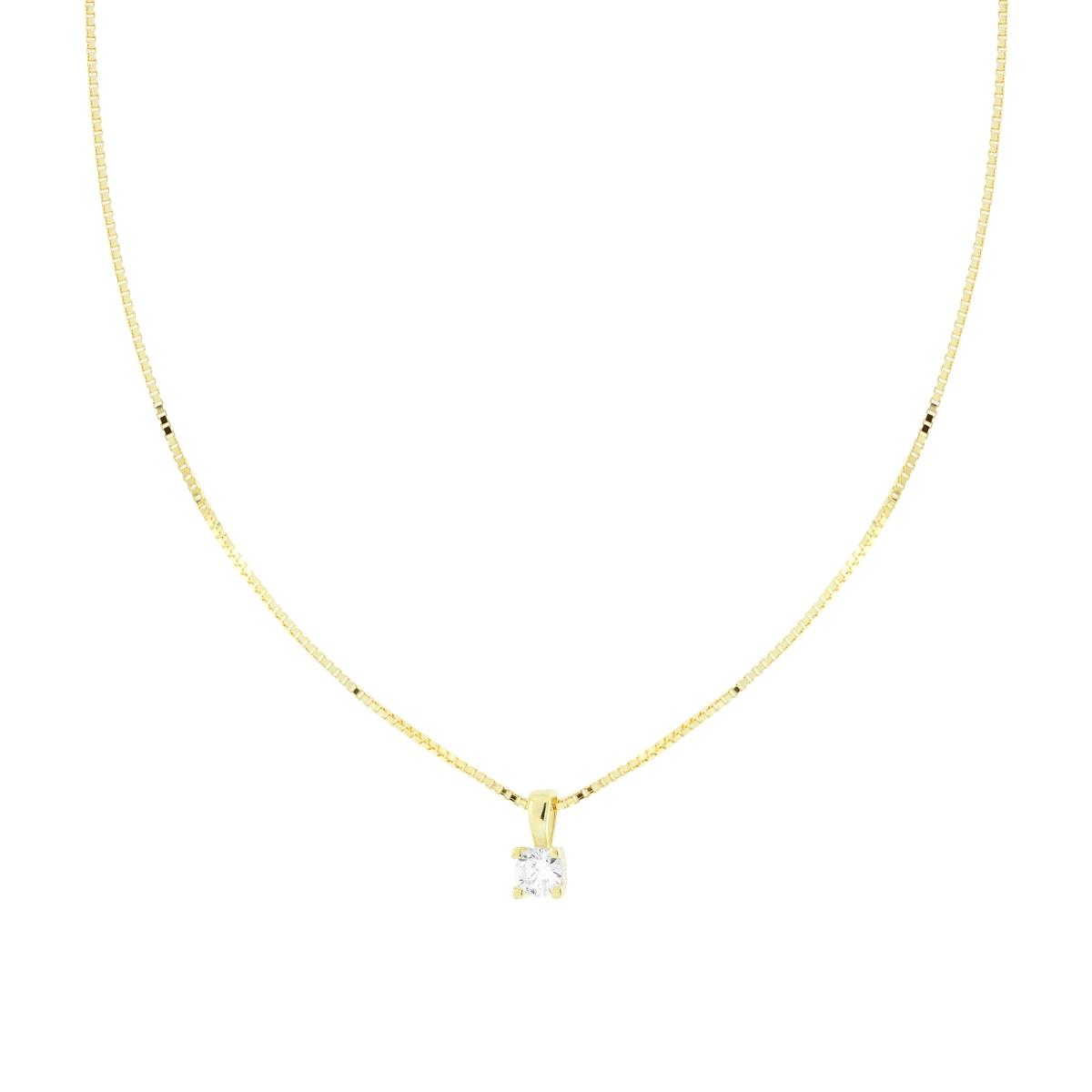 Collana Catena Veneziana Diamantata con Punto Luce Cubic Zirconia Bianco mm 4 in ARGENTO 925 Galvanica Oro