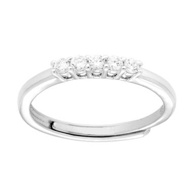 Anello Veretta con Cubic Zirconia Bianchi mm 2 in ARGENTO 925 Galvanica Rodio