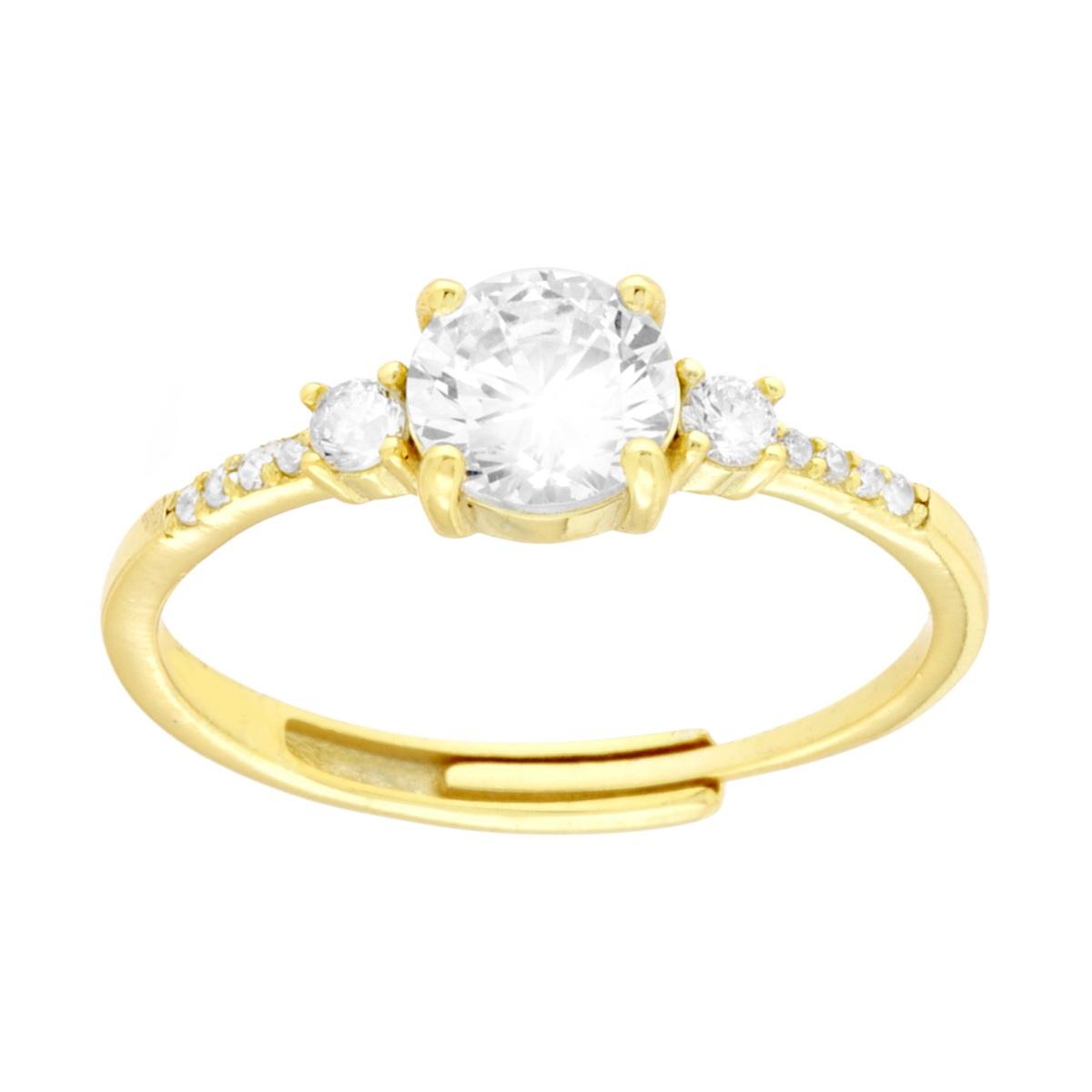 Anello Solitario mm 6 con Cubic Zirconia Bianchi in ARGENTO 925 Galvanica Oro