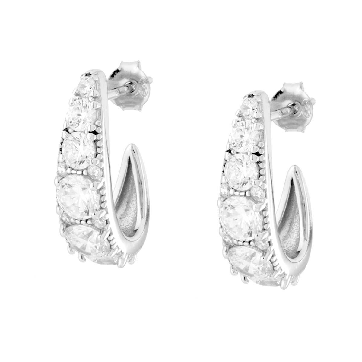 Orecchini Goccia con Cubic Zirconia Bianchi in ARGENTO 925 Galvanica Rodio