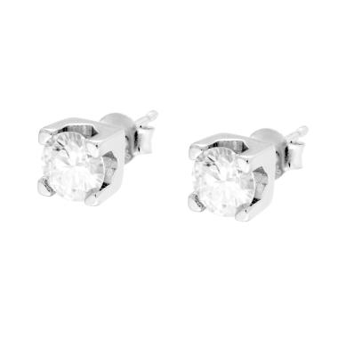 Orecchini Punto Luce MOISSANITE mm 6 in ARGENTO 925 Galvanica Rodio