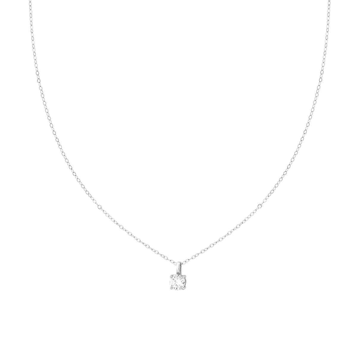 Collana Catena Forzatina Diamantata con Punto Luce MOISSANITE mm 5 in ARGENTO 925 Galvanica Rodio