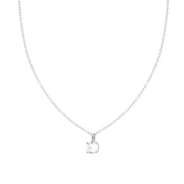 Collana Catena Forzatina Diamantata con Punto Luce Cubic Zirconia Bianco mm 6 in ARGENTO 925 Galvanica Rodio