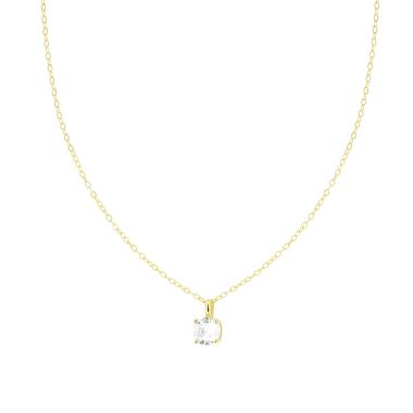 Collana Catena Forzatina Diamantata con Punto Luce Cubic Zirconia Bianco mm 6 in ARGENTO 925 Galvanica Oro