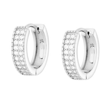 Orecchini Cerchio con Cubic Zirconia Bianchi in ARGENTO 925 Galvanica Rodio