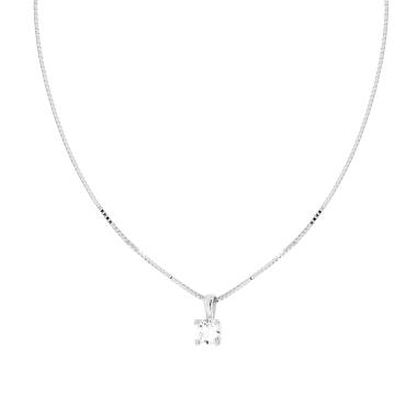 Collana Catena Veneziana Diamantata con Punto Luce Cubic Zirconia Bianco mm 5 in ARGENTO 925 Galvanica Rodio