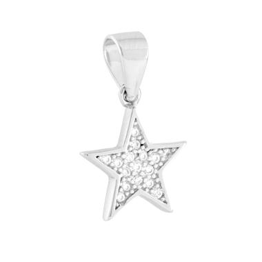 Ciondolo Stella con Cubic Zirconia Bianchi in ARGENTO 925 Galvanica Rodio