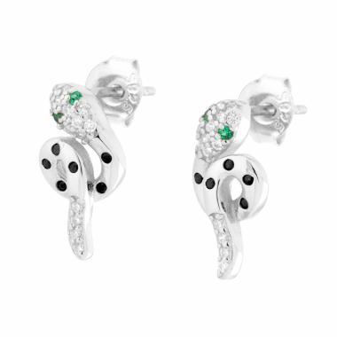 Orecchini Serpente con Cubic Zirconia Multicolor in ARGENTO 925 Galvanica Rodio
