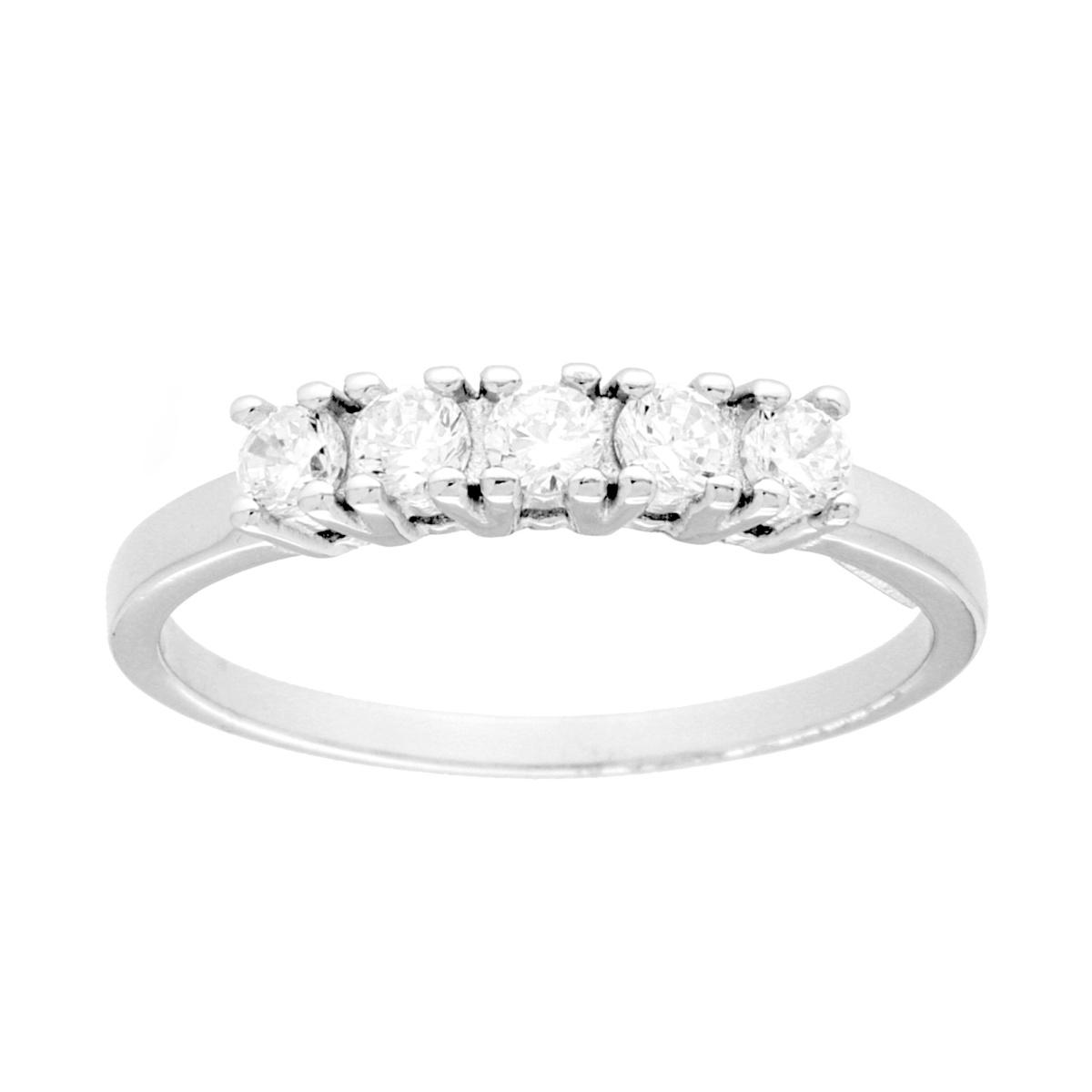 Anello Veretta con Cubic Zirconia Bianco mm 3 in ARGENTO 925 Galvanica Rodio