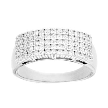 Anello Fascia Veretta con Cubic Zirconia Bianchi in ARGENTO 925 Galvanica Rodio