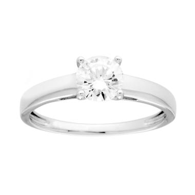 Anello Solitario con Cubic Zirconia Bianco mm 5.5 in ARGENTO 925 Galvanica Rodio