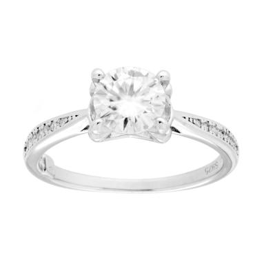 Anello Solitario con MOISSANITE mm 6.5 in ARGENTO 925 Galvanica Rodio