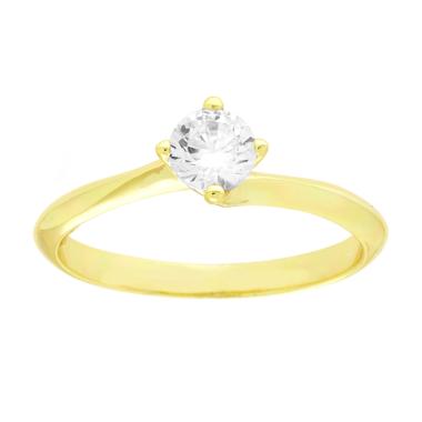 Anello Solitario con Cubic Zirconia Bianco mm 5 in ARGENTO 925 Galvanica Oro