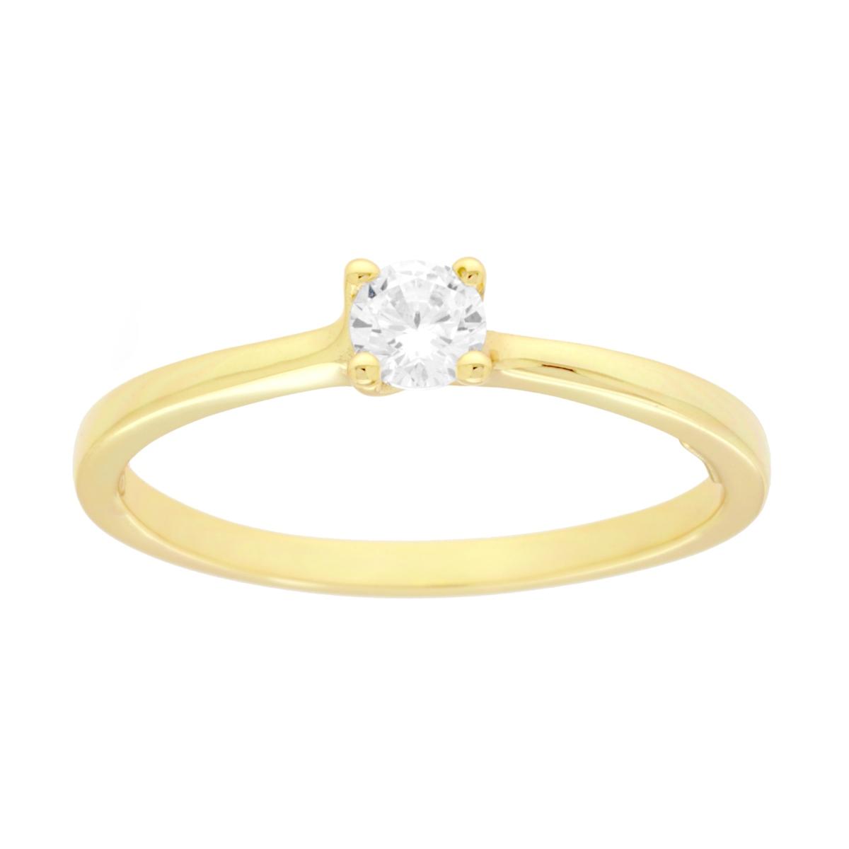 Anello Solitario con Cubic Zirconia Bianco mm 4 in ARGENTO 925 Galvanica Oro