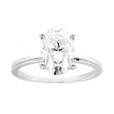 Anello Solitario con MOISSANITE Ovale mm 7 x 10.5 in ARGENTO 925 Galvanica Rodio