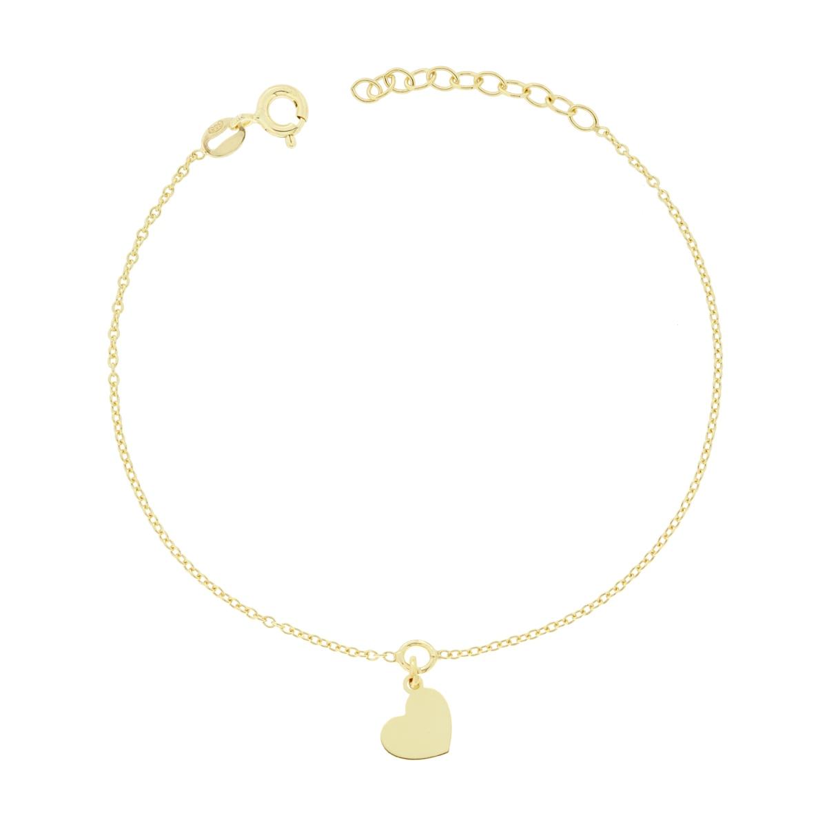 Bracciale Catena Forzatina Diamantata con Cuore in ARGENTO 925 Galvanica Oro