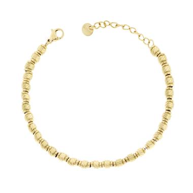 Bracciale Catena con Cilindretti Diamantati mm 4 in ACCIAIO colore Oro