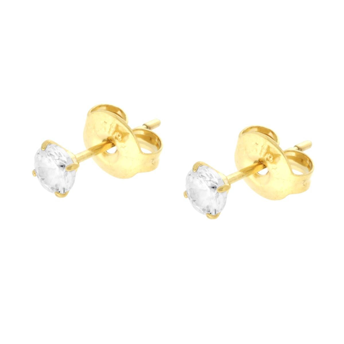 Orecchini Punto Luce Crystal Bianco mm 4 in ACCIAIO colore Oro
