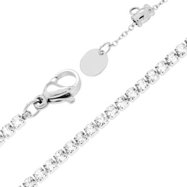 Bracciale Tennis Griffe cm 15+5 con Crystal mm 2 Bianchi regolabile in ACCIAIO
