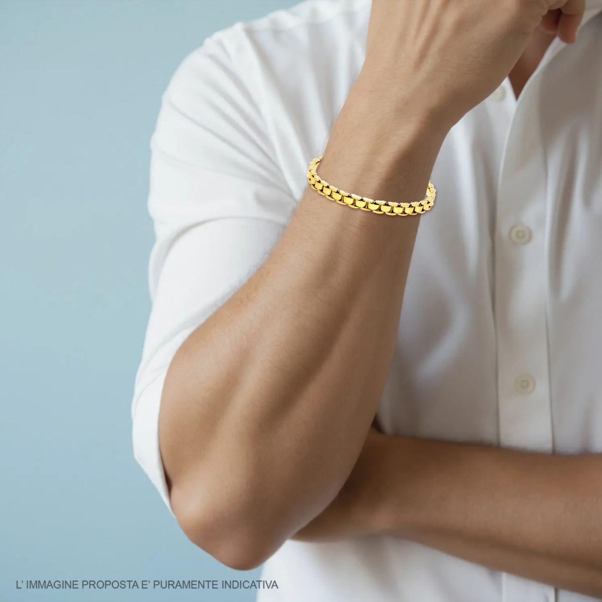 Bracciale Uomo Maglia Imperniata cm 20 in ACCIAIO colore Oro