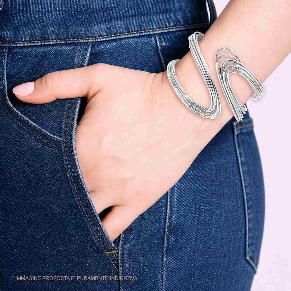 Bracciale Rigido modello Schiava Fascia Multifilo Contrarie in ACCIAIO
