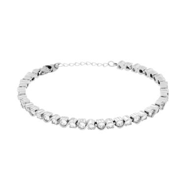 Bracciale Tennis Griffe con Infiniti cm 18+3 con Crystal mm 3 Bianco in ACCIAIO