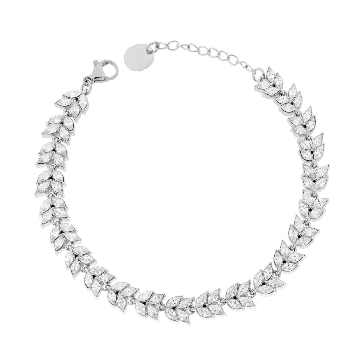 Bracciale Tennis con Spiga e Crystal Marquise Bianchi in ACCIAIO