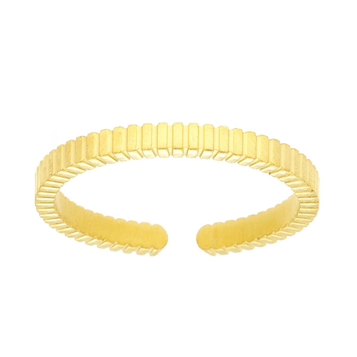 Anello Fedina Rigata in ACCIAIO colore Oro