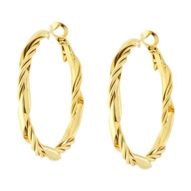 Orecchini Cerchio Torchon mm 35 in ACCIAIO colore Oro
