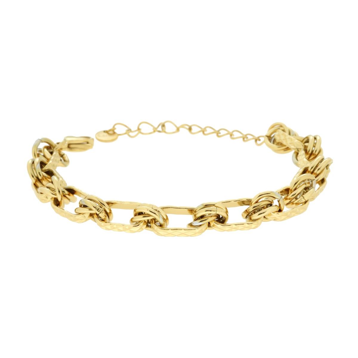Bracciale Catena Forzatina Multimaglia Godronata in ACCIAIO colore Oro
